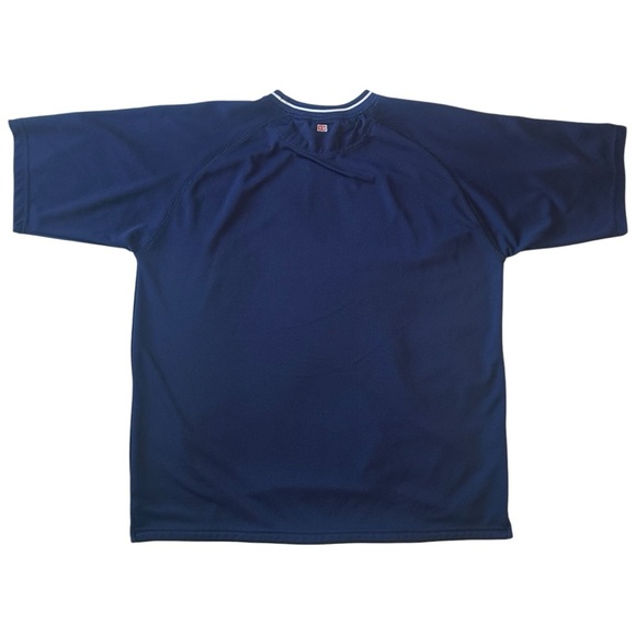 Y2K Reebok Striped Collar Embroidered Union Jack Jersey Tee Navy Blue Men’s XL - Picture 3 of 5